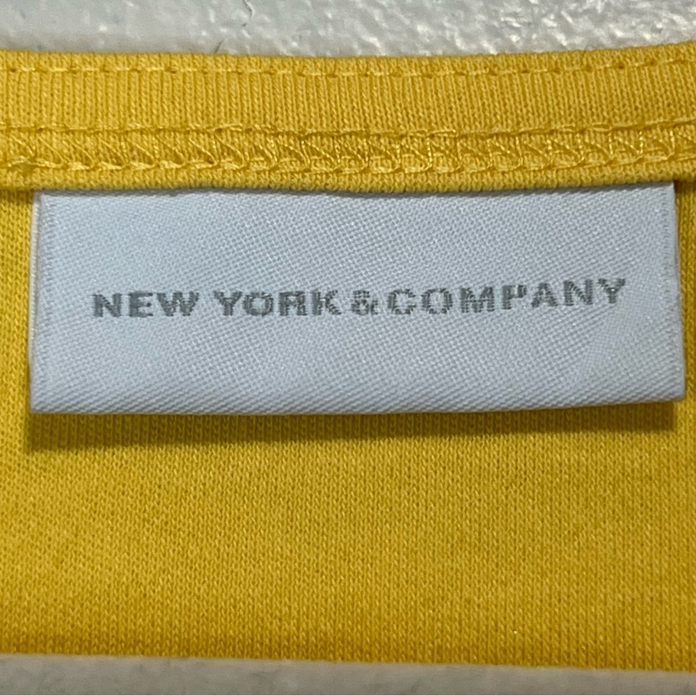 New York & Company Vibrant Yellow 100% Cotton Dress - Size LP - Picture 7 of 8